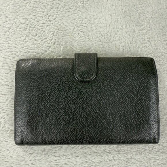 CHANEL CC Logo Grained Calfskin Leather Bifold Wallet Black - Picture 13 of 16